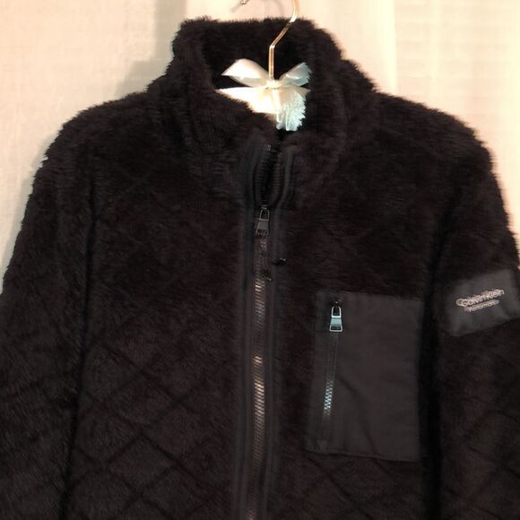 Calvin Klein XL Black Sherpa Teddy Fleece Lined Full Zip Performance Jacket - Picture 3 of 16